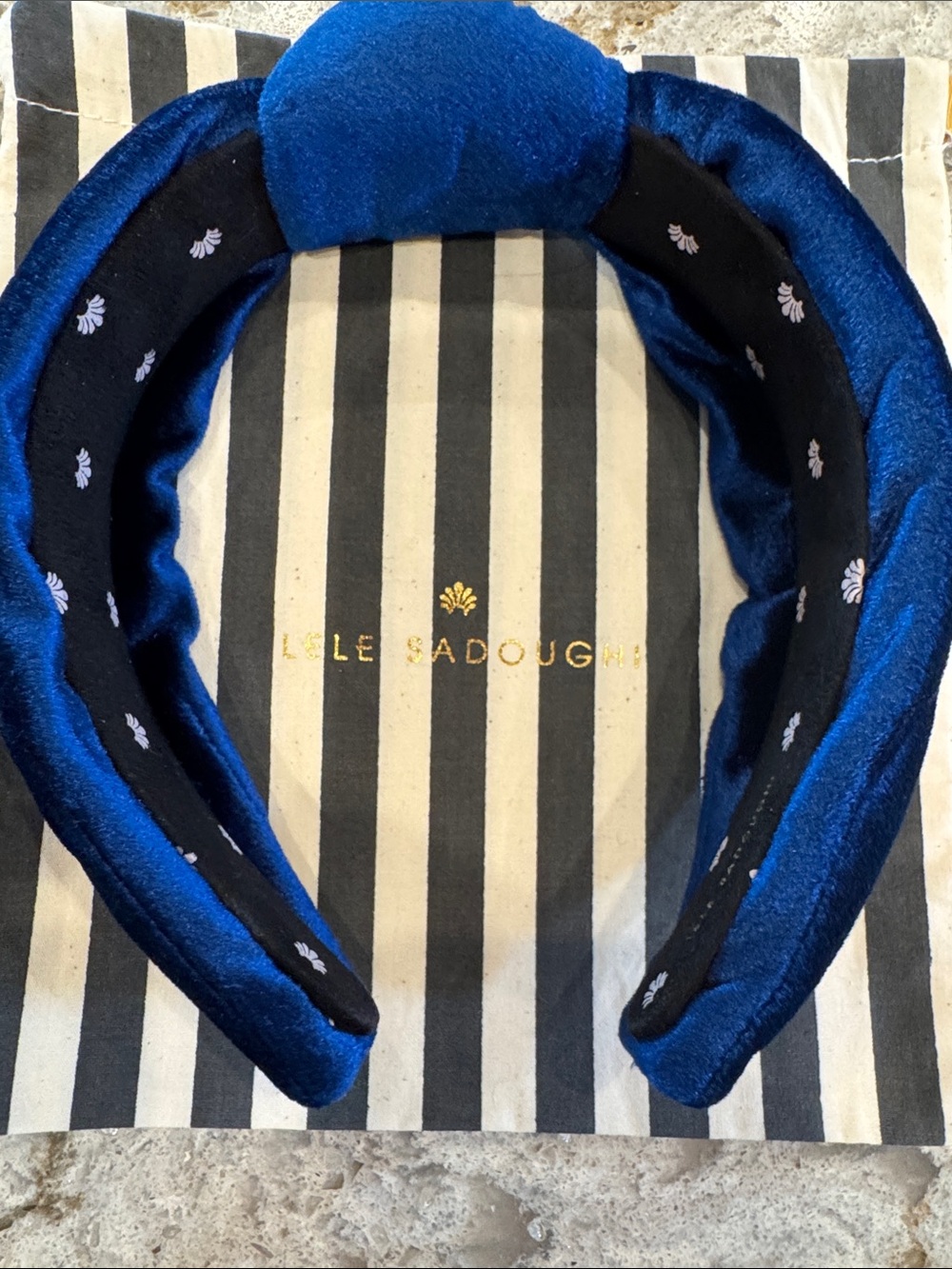 Lele Sadoughi Royal Blue Velvet Padded  Headband